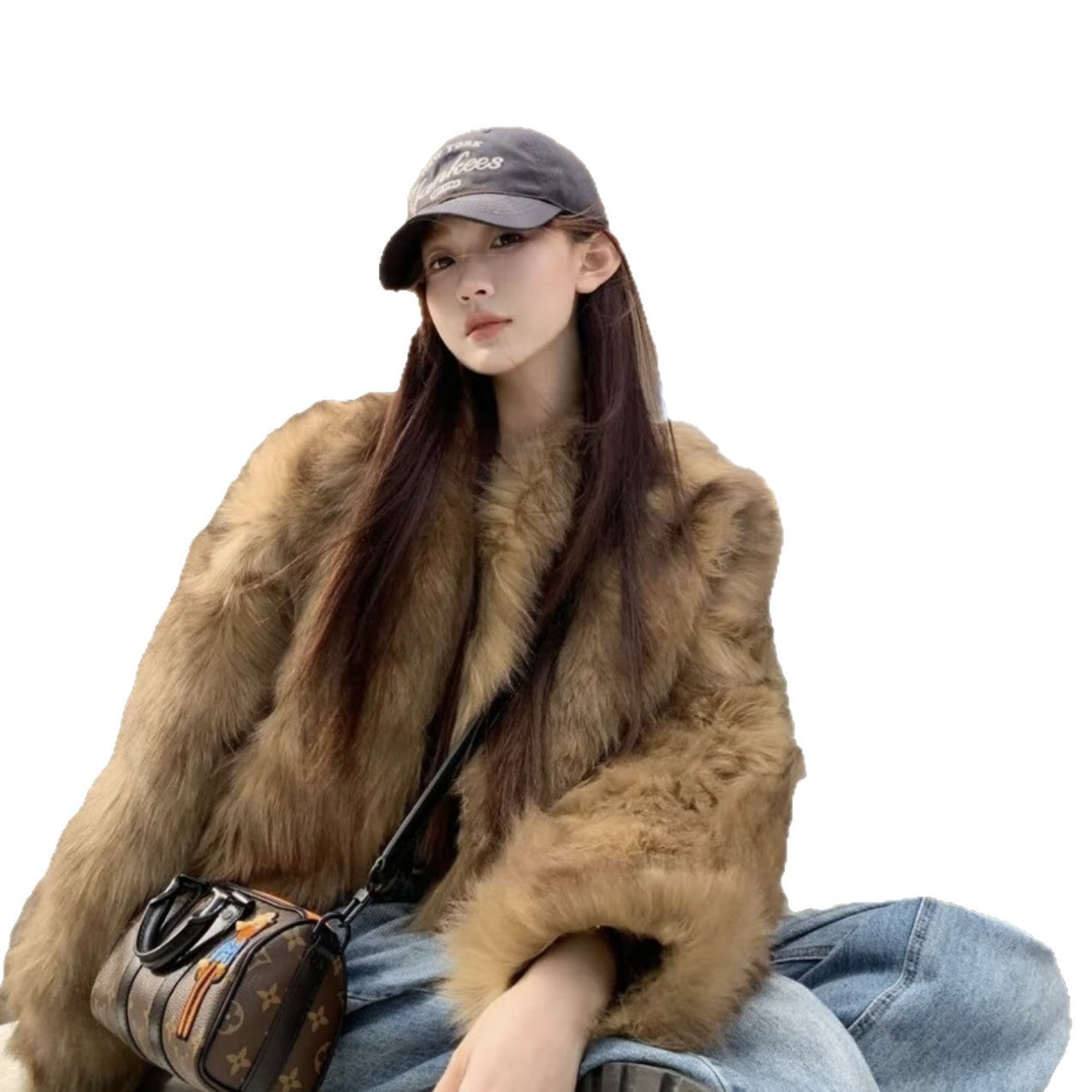 American-style Cropped Eco-friendly Faux Fur Top