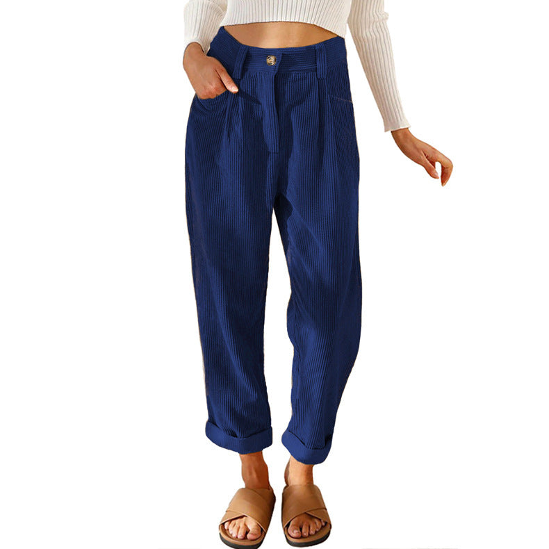Baggy Corduroy Straight Pants Oversized Spodnie Elegant Trousers New Broek Women Causal Spring Fall High Wasit Pantalones